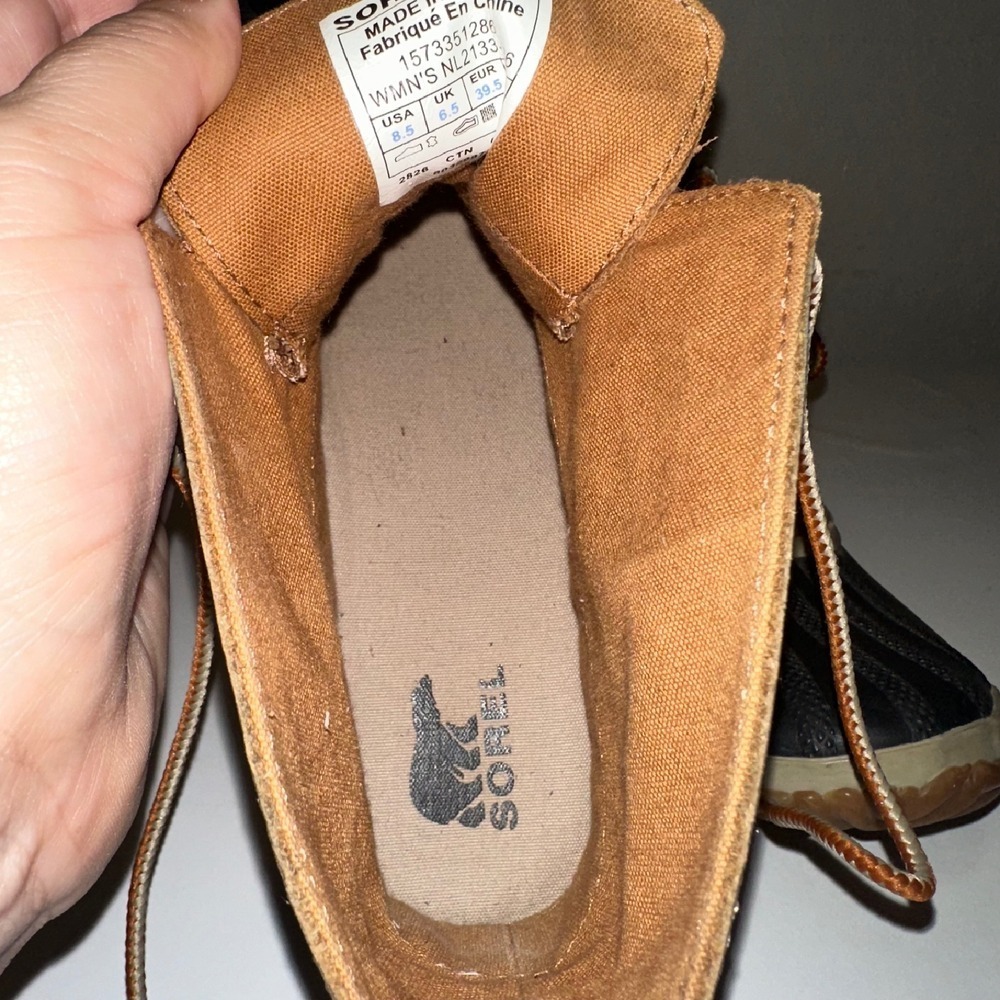 Sorel Out N About Brown Leather‎ Lace Up Ankle Duck Boots Women 8.5 Outdoor - Picture 4 of 9